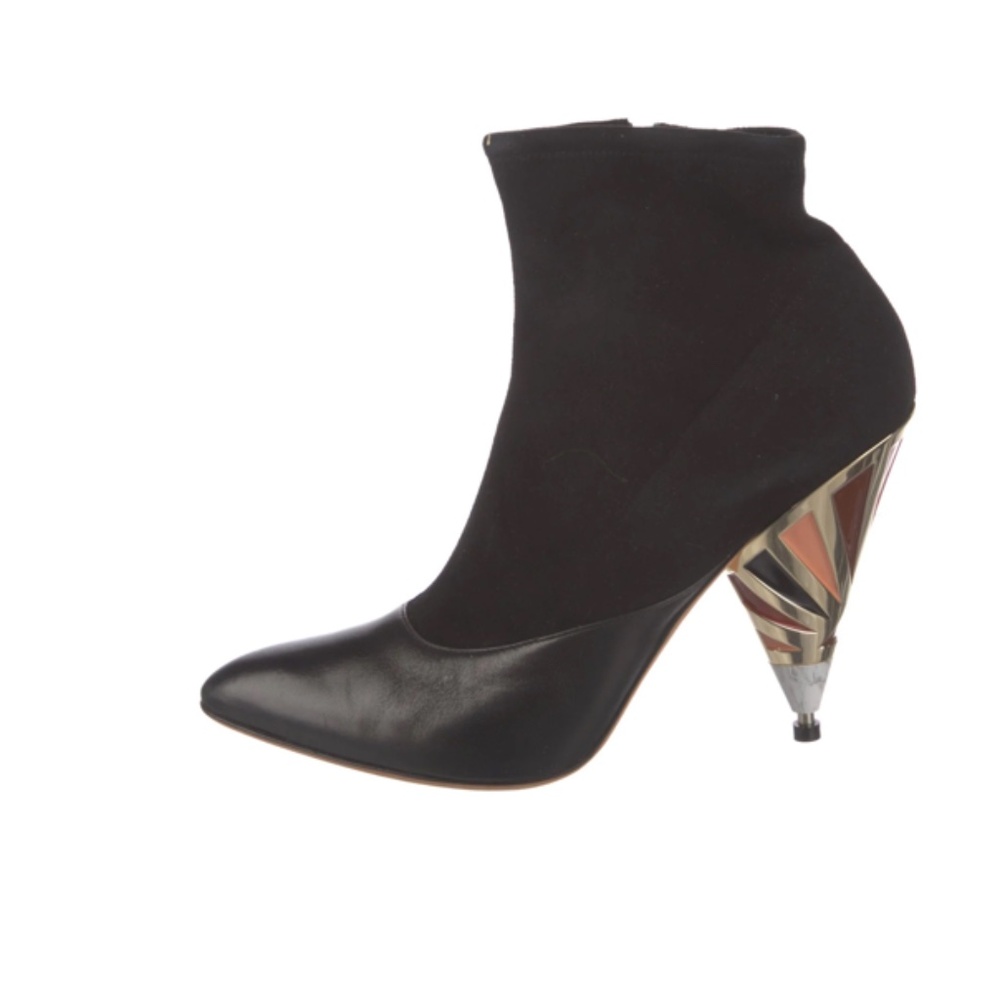 Givenchy Suede and Leather Ankle Sock Boots with Art Deco Heels
